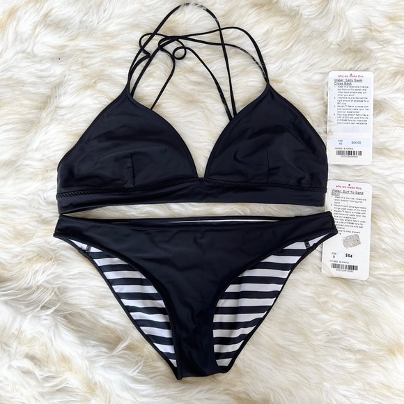 Lululemon Reversible Black White Stripe Bikini Set size 10 top and 8 bottom - Picture 5 of 7